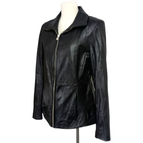 Y2K Wilsons Womens Leather Jacket S Black Fitted Thinsulate Quilt Lined Zip Up - Picture 5 of 16